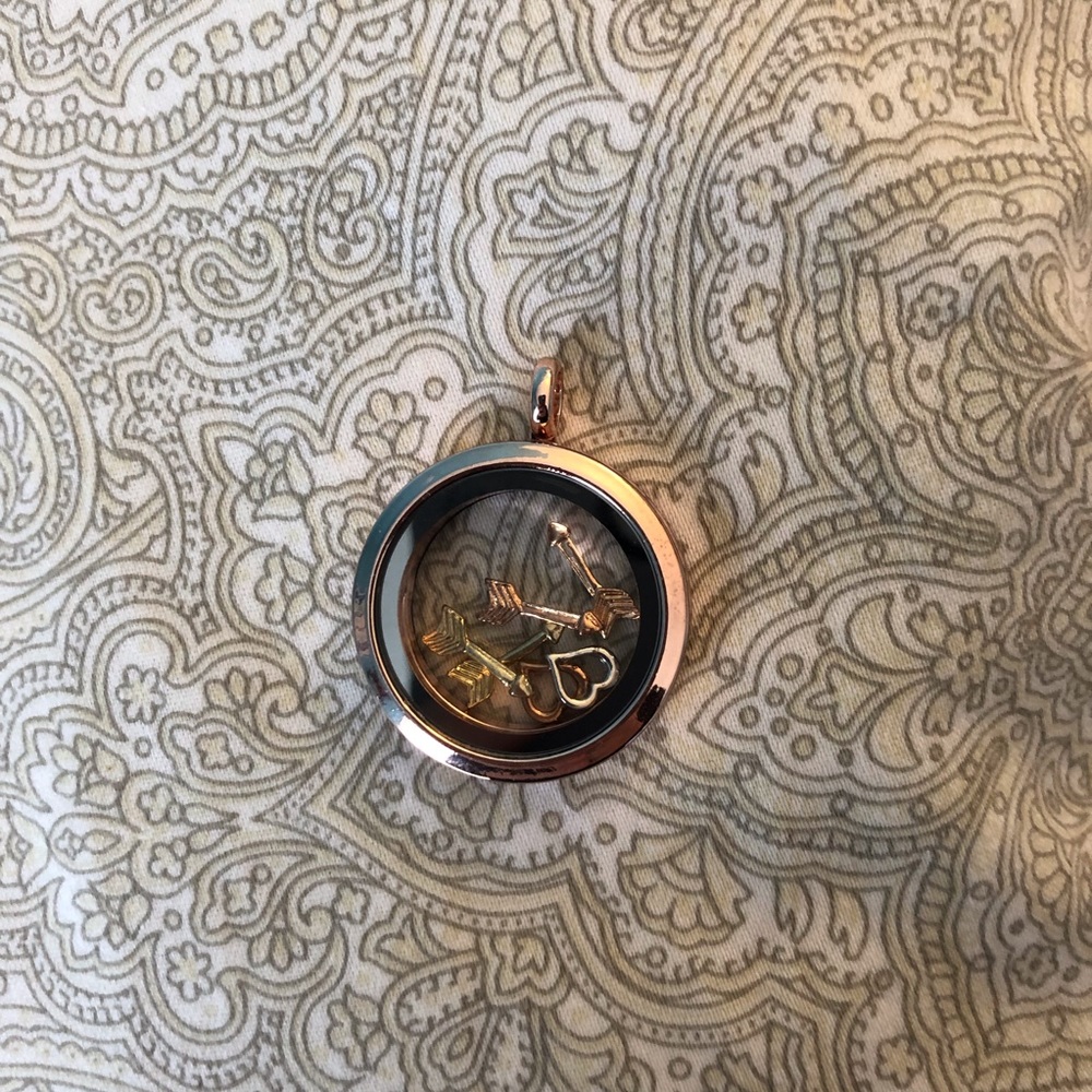 Floating charm locket necklace rose gold color